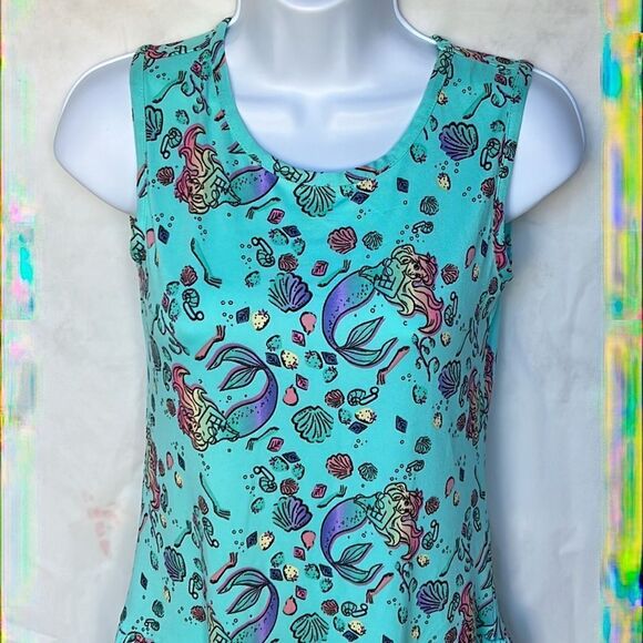 Disney Ariel the mermaid girl’s sleeveless fit and flare knee length dress Lg - Picture 4 of 6